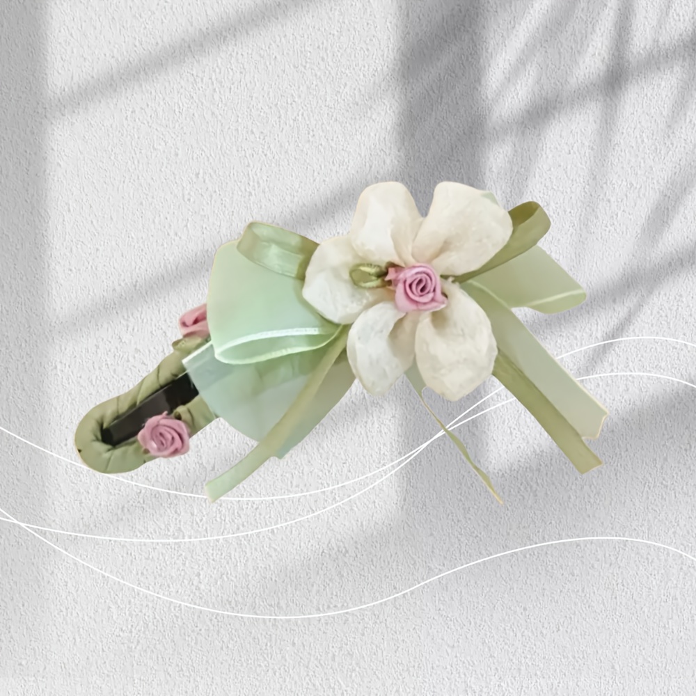 2pcs y2k womens sweet floral hair clips updo clip everyday comfortable elegant fabric flower barrette   flat hair accessory secure hold for   hair suitable for casual or special occasions Product details 8