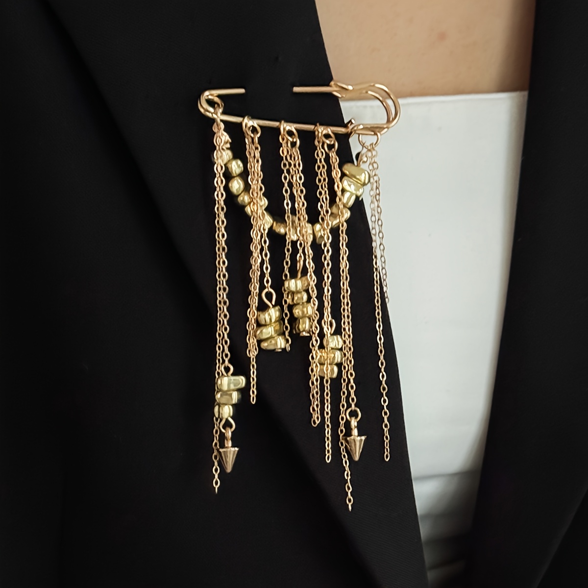 TEMU 1pc Broche colgante multifuncional individual, exquisito y elegante broche de mujer con borla, joyería de moda para mujer, regalo, adecuado para