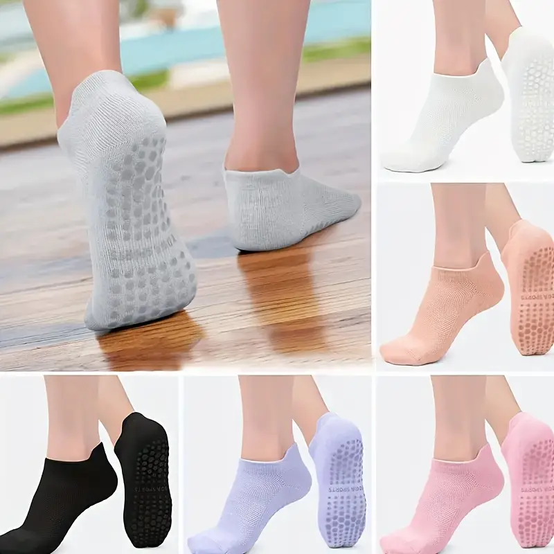6 pairs grip pilates socks for women non slip yoga athletic socks for barre ballet barefoot workout details 4