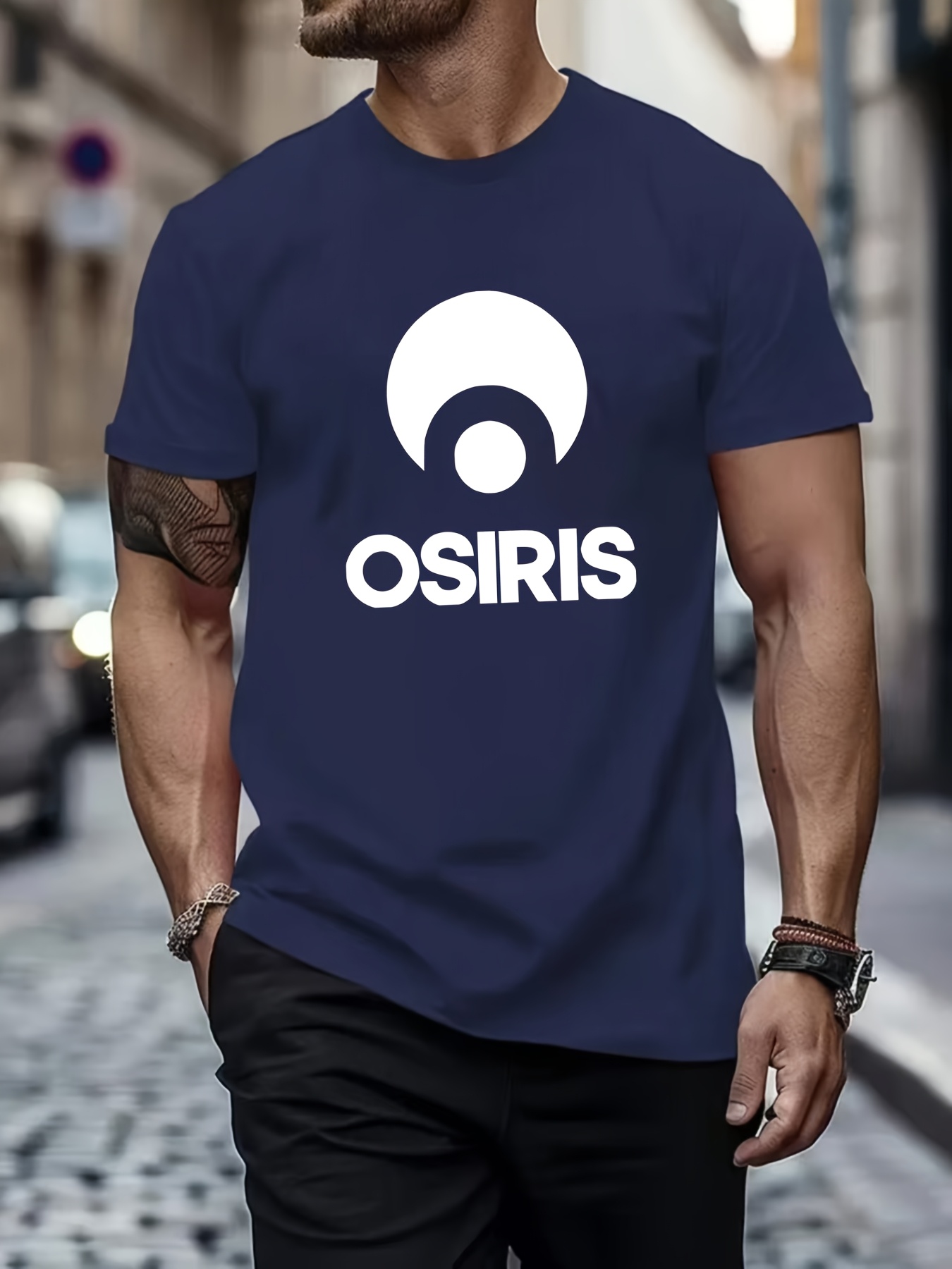 *'S Casual Graphic T-Shirt Light Blue with &*;*&*; Design, Breathable  Polyester, Short Sleeve Fit for Summer, Everyday Gift, Casual Spor