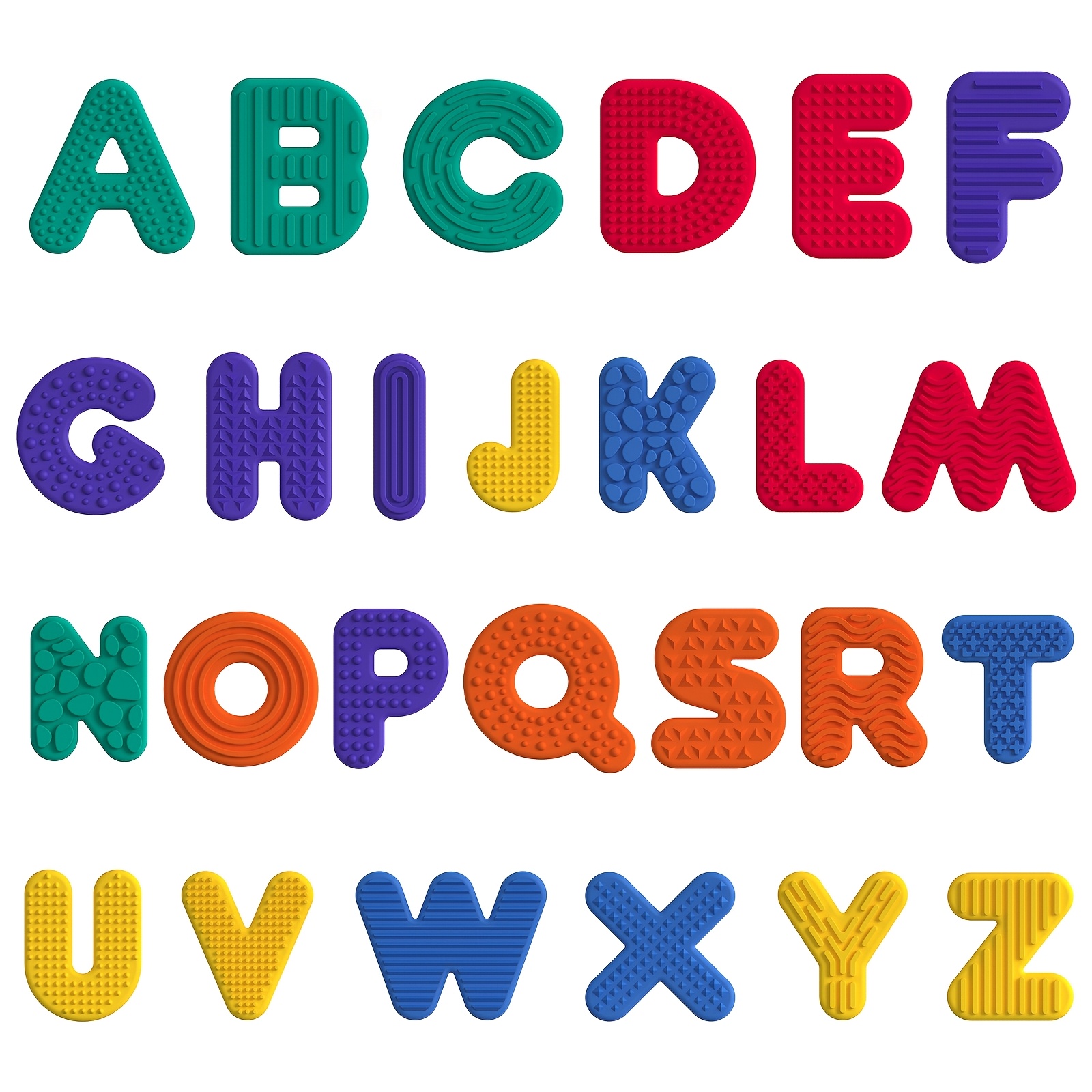 Image of Neslgenc 26pcs Texture Letter Sensory Toy Sensory Fidget Toys - Textured Letter Stress Toys Suitable For Birthday//easter/new Year Gifts