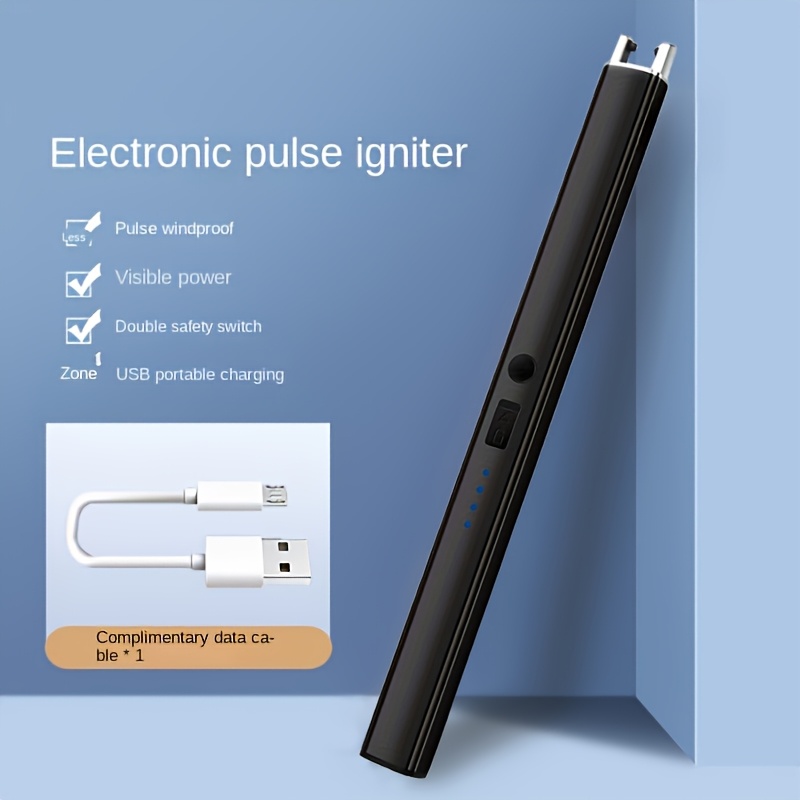 TEMU 1pc Gtyorus Electronic Lighter With Extended Charging & Ignition - Abs Refillable Suitable For Camping, Bbq, Kitchen, Candles, Fireplaces - &