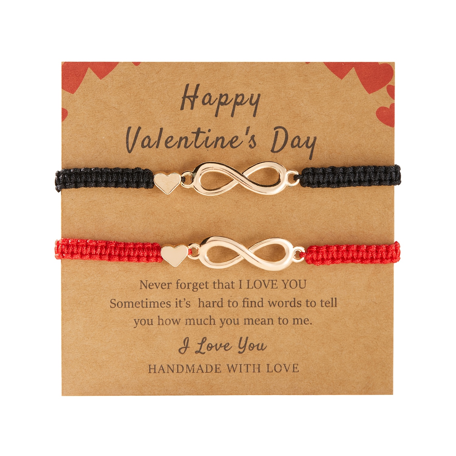 2pc Infinity Symbol Couples Bracelets Set with Heart Charm