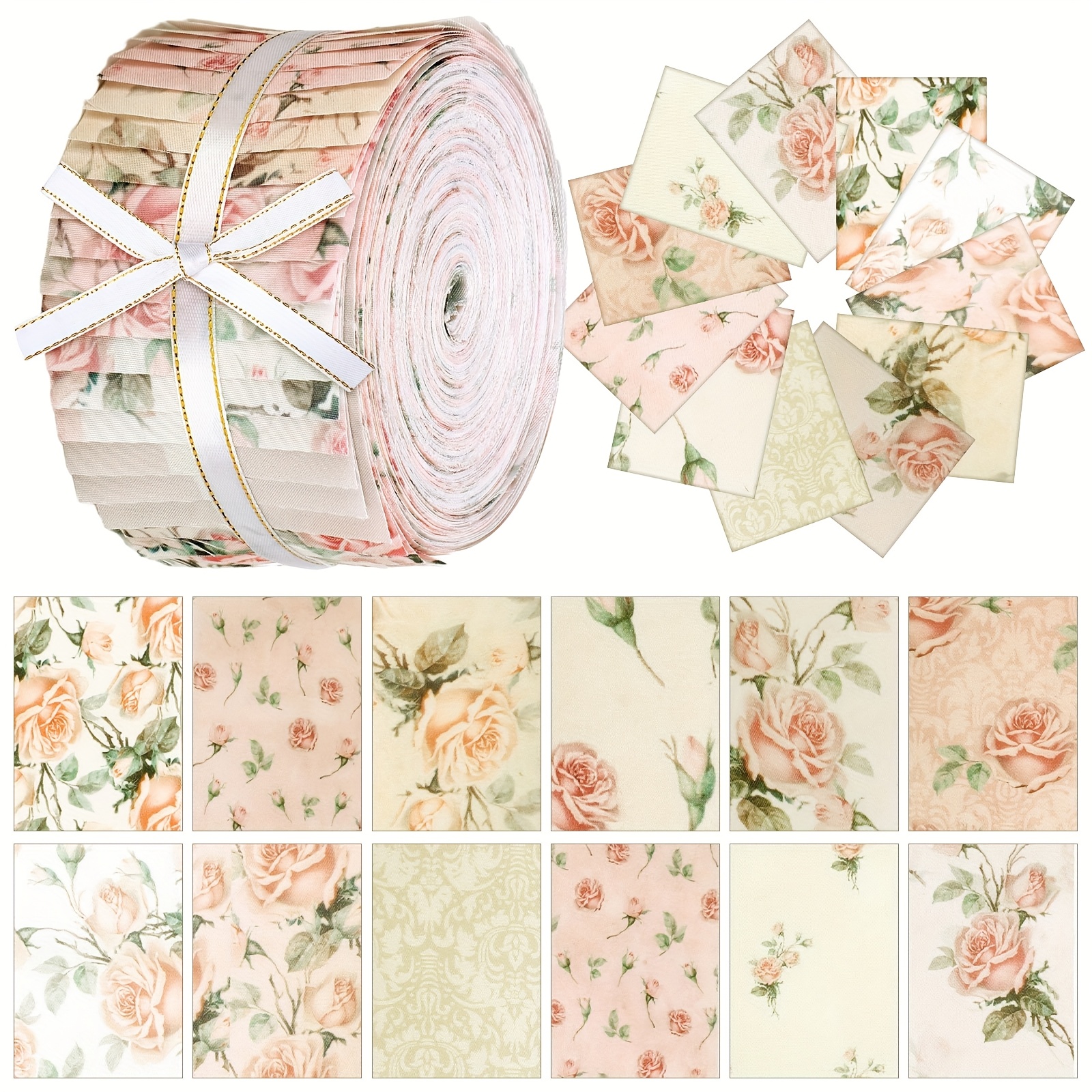 TEMU 40pcs Sunflower Fabric Multicolor Roll Solid Color Precut Quilting Strips Bundles Roll For Quilting, And Sewing
