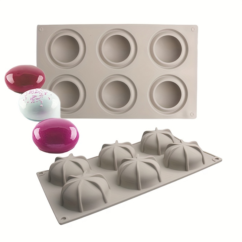 

6-cavity Silicone Cake Mold Set, Round Pebble Shape Mousse Dessert Baking Molds For Puddings And Sandwich Breads