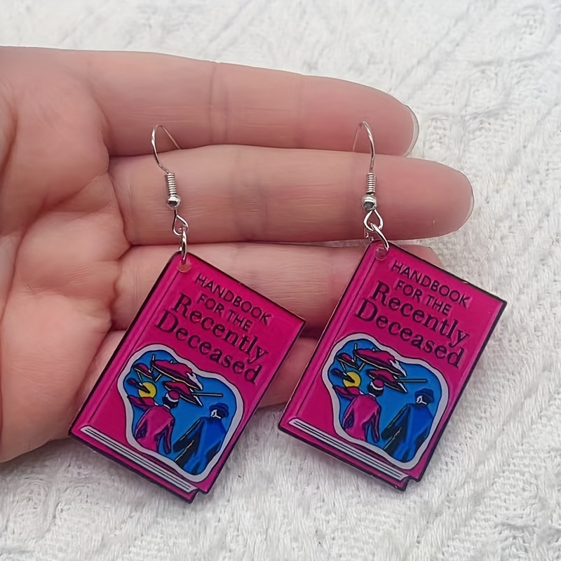 TEMU 1 Pair Acrylic Cartoon Book Earrings, Women's Earrings, Best Gift