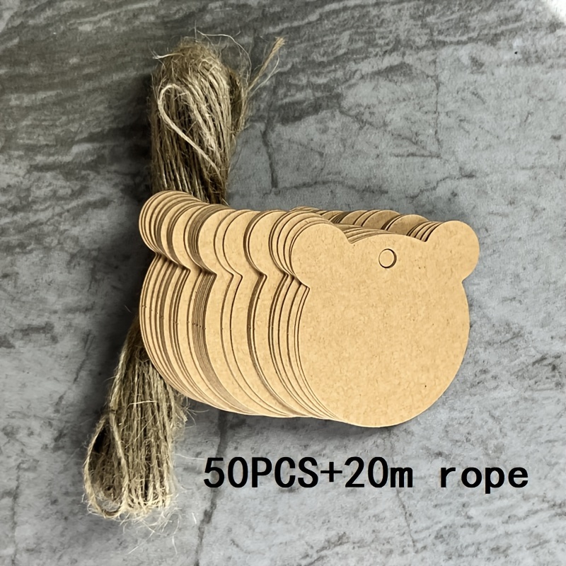 E-shop 50 Stück Kraftpapier Puppenkopf Bärenkopf Blanko Karten Dekorationskarte Segenskarte Auszugskarte