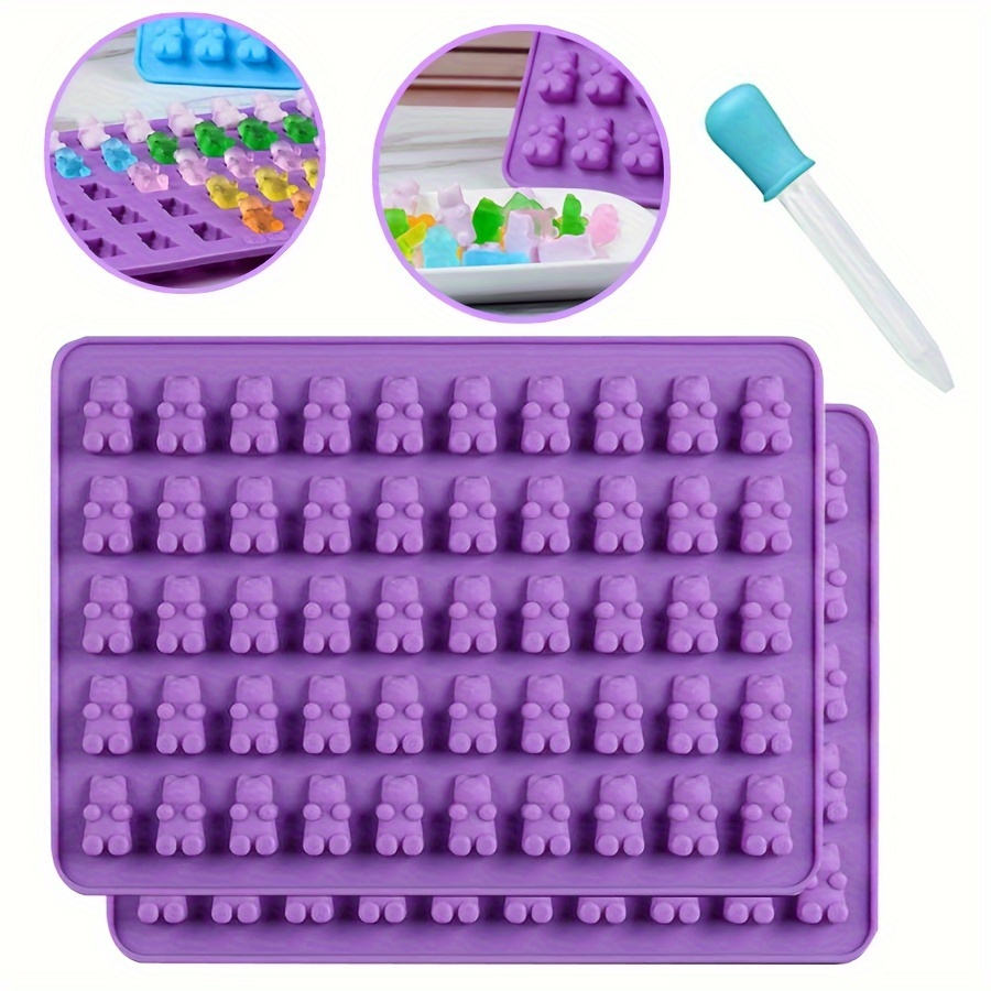 

Silicone Candy Molds, 50 Cavity Mini Bear Chocolate Candy Making Mold With Dropper, Lead-free Gummy Bear Mold Set