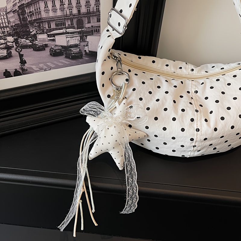 Polka Dot Star Pendant Dumpling Crossbody Bag_voghion.com