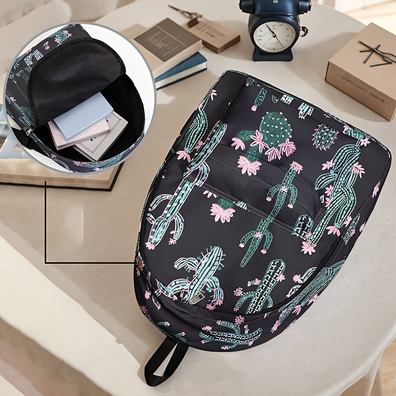 Mochila de Gran Capacidad con Estampado Floral de Cactus, Ideal para Compras, Viajes y Trabajo, Apta Tanto para Hombres Como para Mujeres