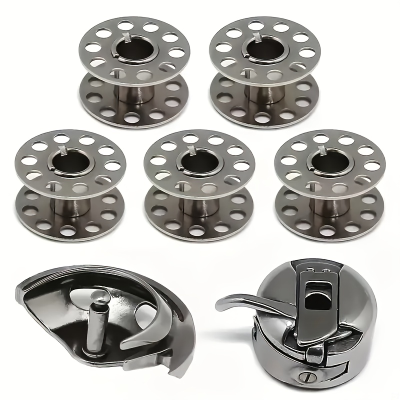 7pcs Sewing Machine Accessory Kit: Durable Metal Bobbins, Shuttle Hook & Bobbin Case - Compatible with ADLER, Brother, Elna, Kenmore & More - Perfect for Old Style Household Sewing Machines