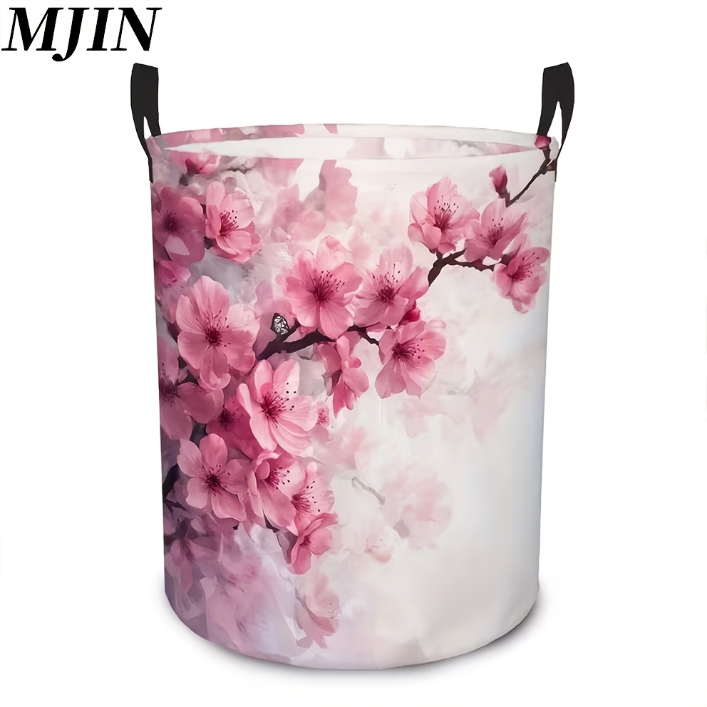 TEMU 1pc Cherry Basket - Foldable Round Portable Laundry Basket And Storage Bin, Suitable For Home Use. Portable Clothes Storage Bucket With Cherry