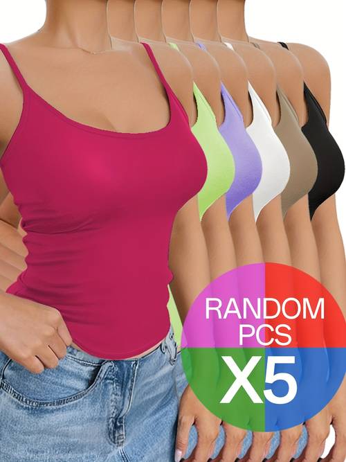 5pcs random round neck tank tops for women new style