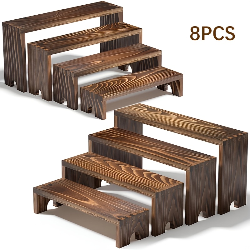 TEMU Présentoir à étages en bois de grande taille, 4pcs/8pcs, aucun , prêt à l'emploi. Convient pour les magasins, les hôtels et les événements de