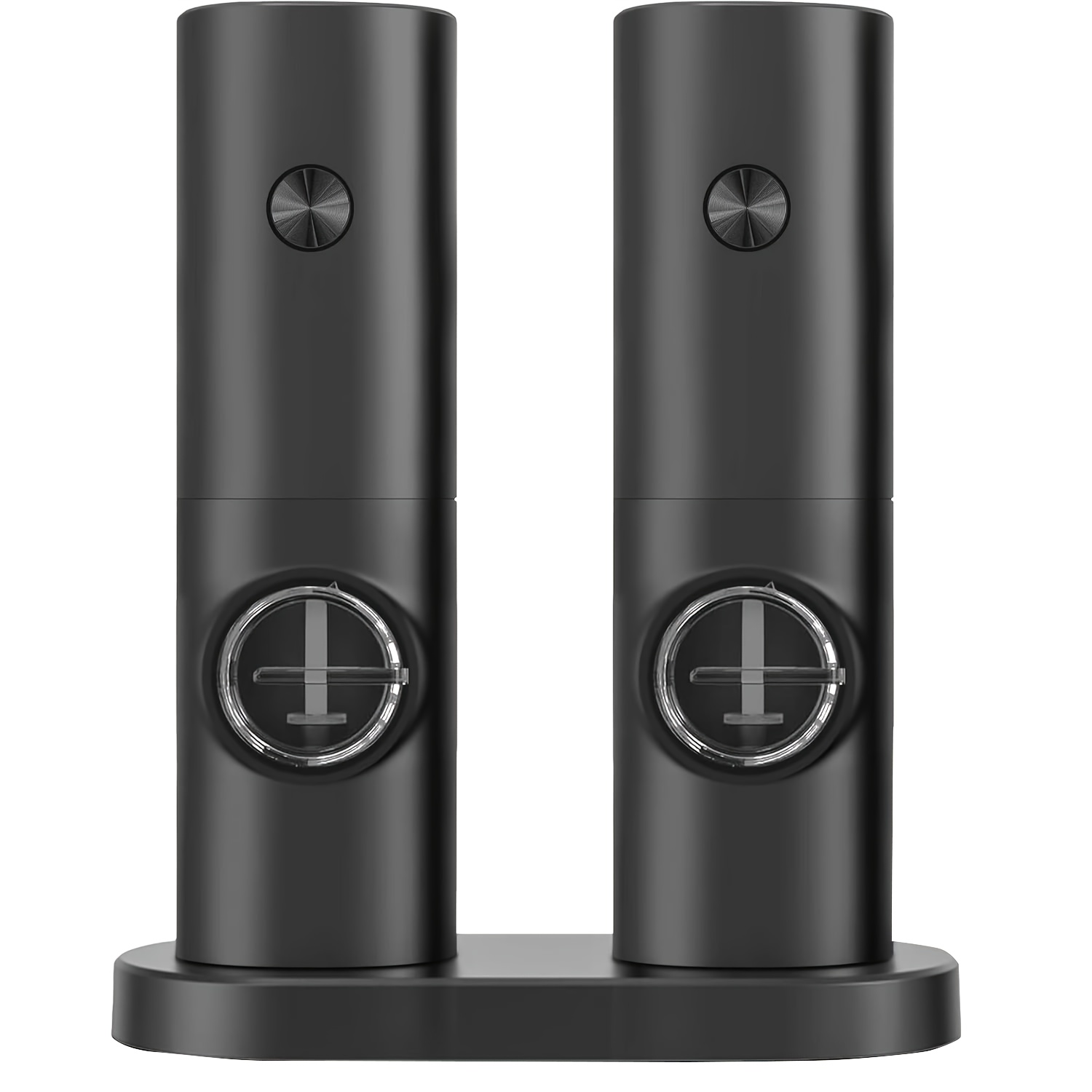 2pcs Set Of Electric Salt And Pepper Mills, Battery Powered With Base, 5-level Coarseness Adjustable, One-hand Automatic Operation, Suitable For Home Kitchen/cooking/bbq