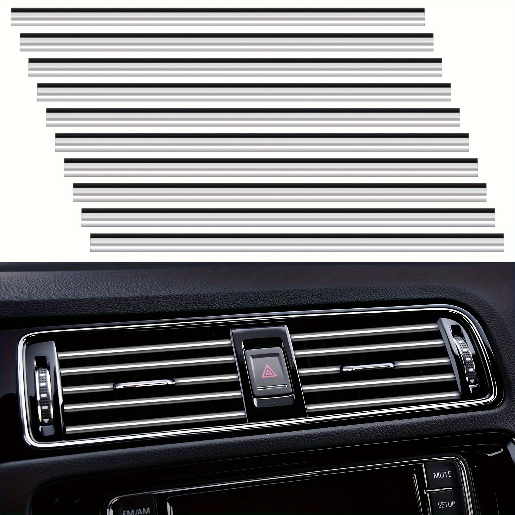 20pcs Car Air Conditioner Air Outlet Decorative Strips, Bendable DIY Decorative Strips, Universal For Most Air Outlets, Flexible Shiny Auto Car Vent Interior Accessories For All Air Vent Outlet Christmas Gift