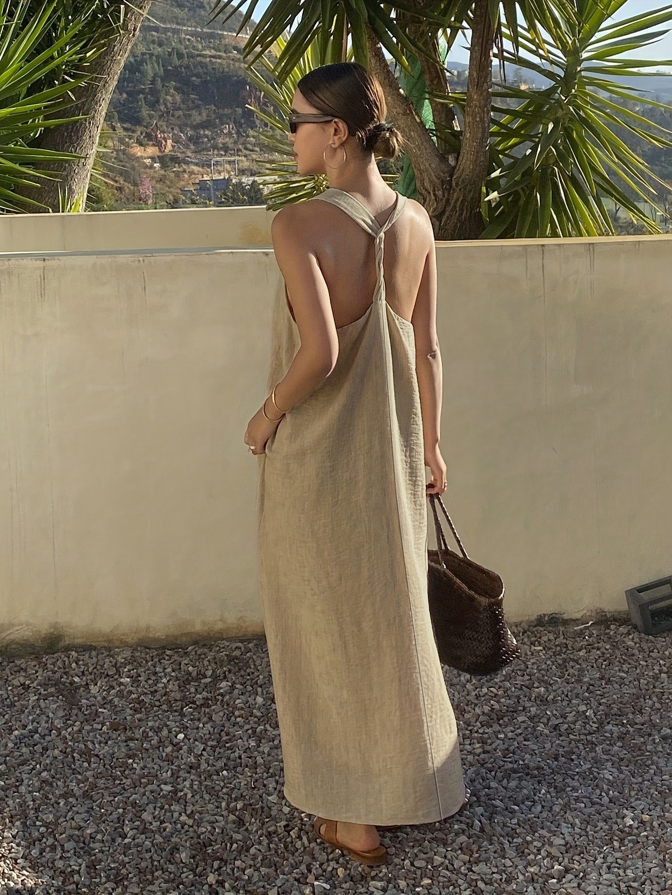 maxi beach dresses canada Timeless Halter Maxi Dress  Hand-Dyed Open Back Dress with High Slit