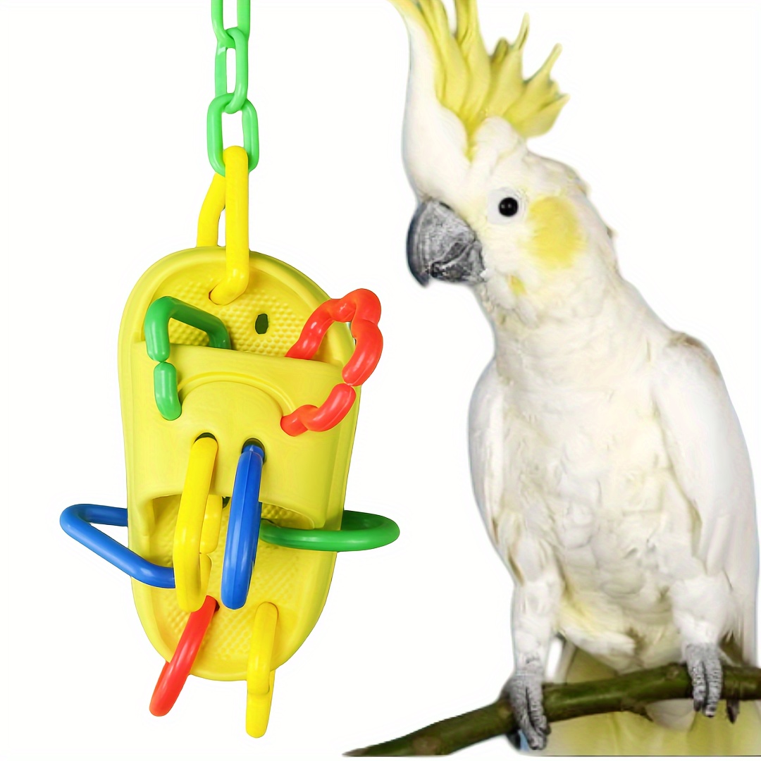 

Interactive Parrot Chew Toy - Durable Plastic Slipper Design For Medium To Large Birds, Ideal For African Greys & Macaws Bird Toys Bird Accessories