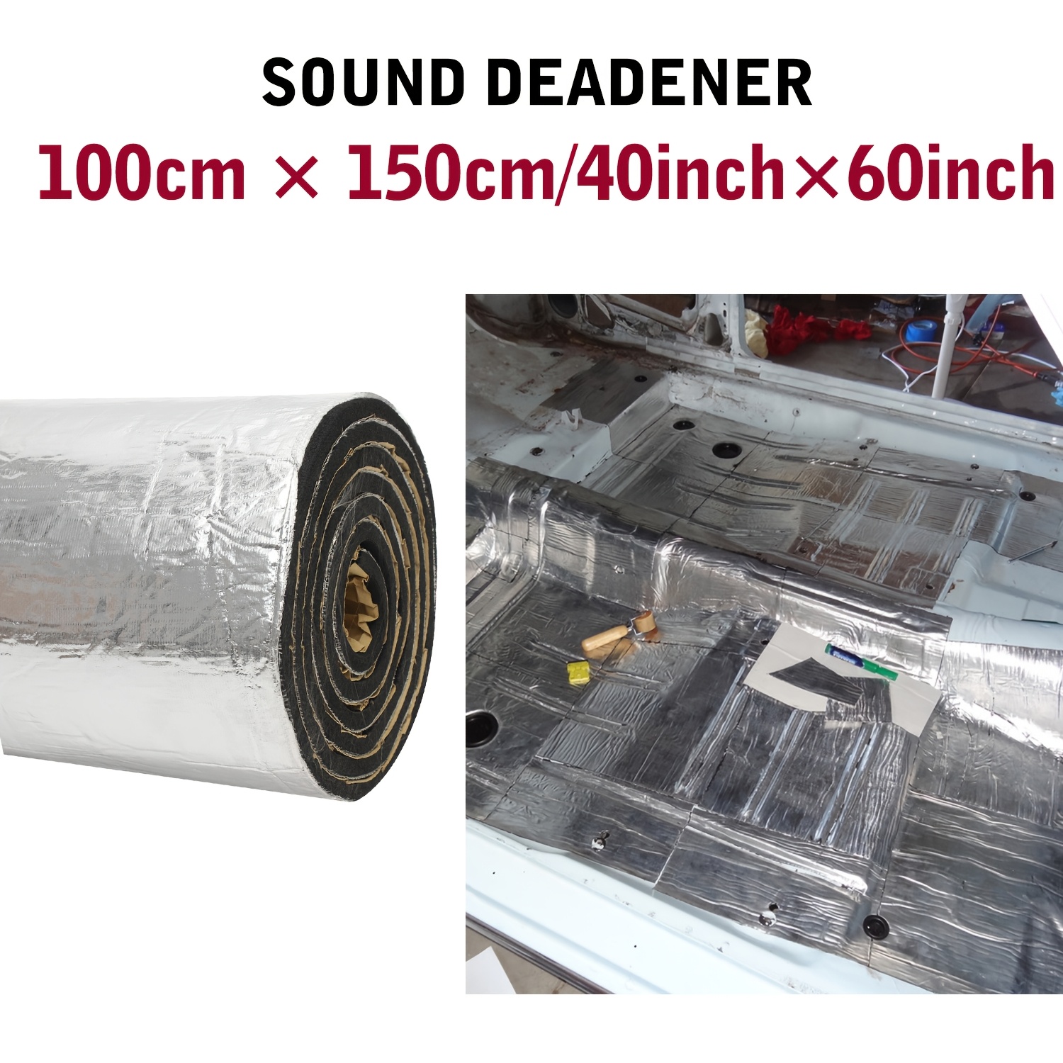 40"x 60" Thermal Sound Deadener Car Heat Shield Insulation Noise Reduce Mat 3/ 8", Sound Deadener For Cars Sound Deadening Mat Heat Shield Pad Noise & Heat Insulation For Car Hood Engine Door, Driving