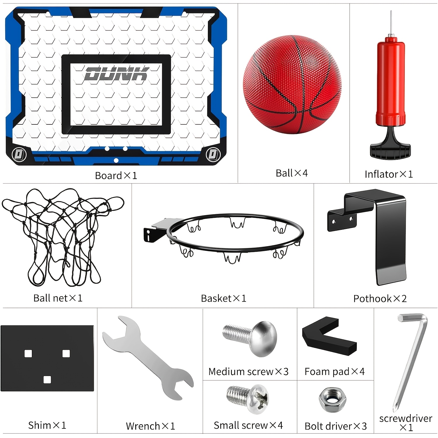 TEMU Mini Basketball Hoop Kit With Pump For Indoor And Outdoor Play, Suitable For Children Aged 3 And Up, Includes A Portable Hanging Basketball Set