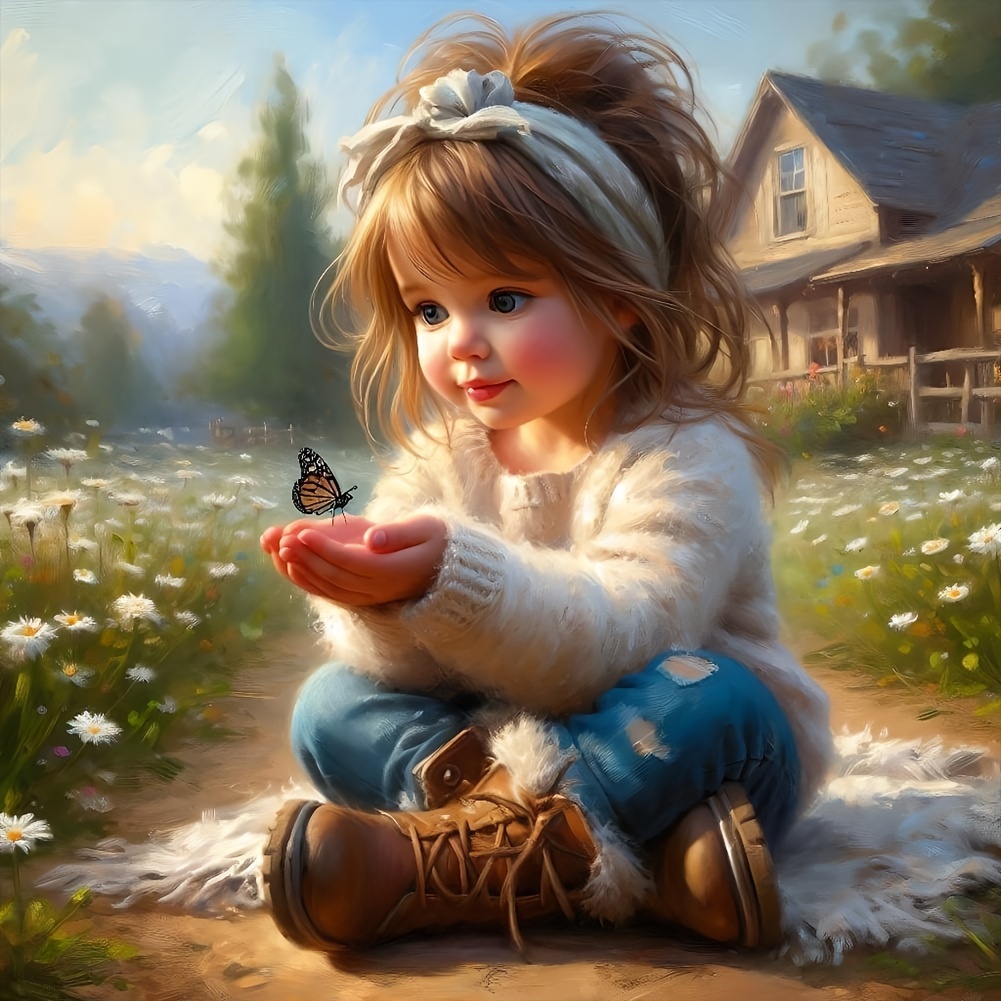 

Acrylic Diy 5d Diamond Painting Kit For Beginners - Special Shaped Crystal Rhinestone Embroidery Arts, Butterfly Girl Home Wall Decor, 30x30cm Tool Kit