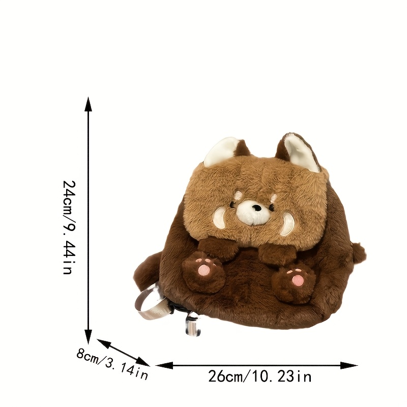 Tigerstars Brown Cute Plush Racoon Fashion Backpack Crossbody Bag Backpack Raccoon Plushies Stuffed Animal Stuffies Toy  main image 4