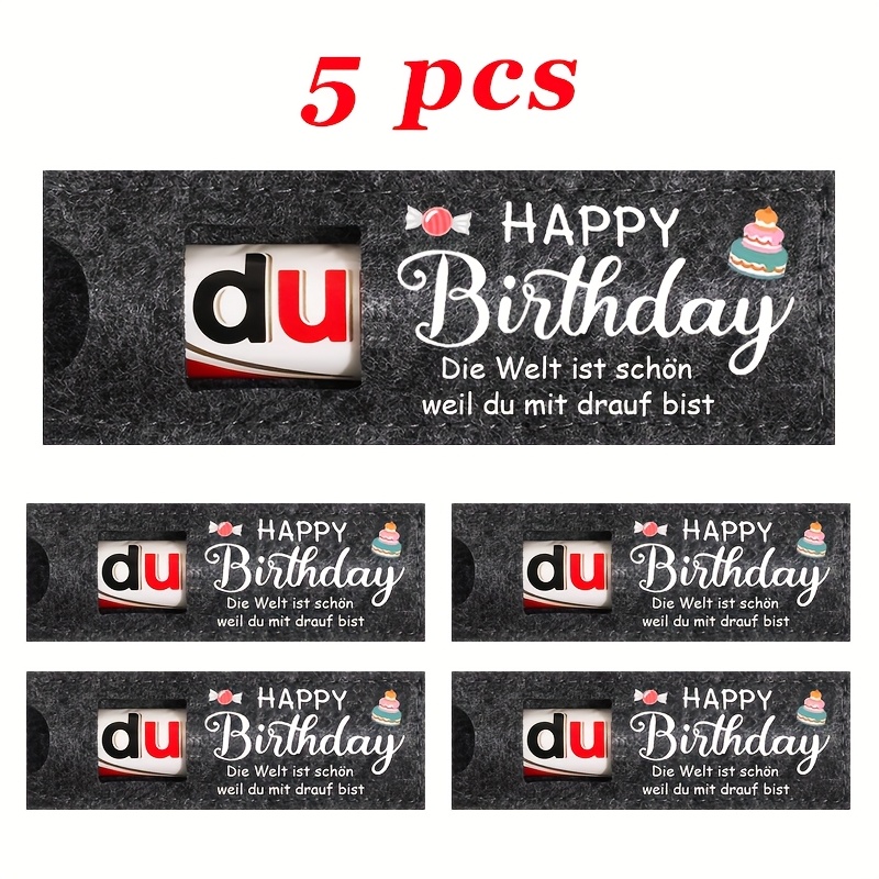 Image of 5/10pcs Felt Gift Bags, Birthday Gift "happy Birthday, Ist Schön Weil Du Mit Drauf Bist" Party Favor Boxes Packaging, Suitable For Family, Colleagues, , , Etc. (excluding Chocolate)