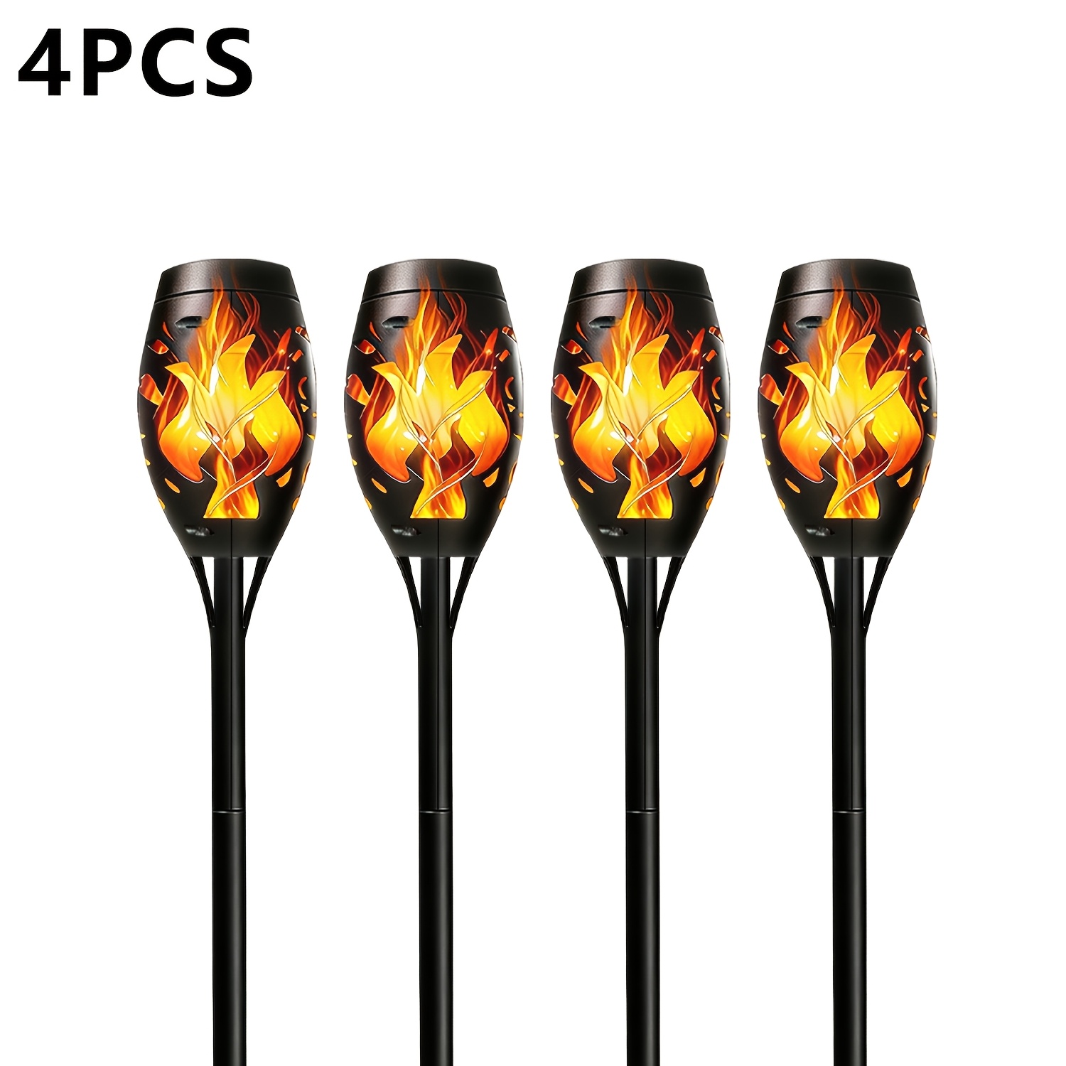 TEMU 4/8pcs Outdoor Solar Torch Lights, Ip44, Realistic Flickering Flame Led Garden Light, Solar Powered Effect Landscape Lamps With Auto At Night,