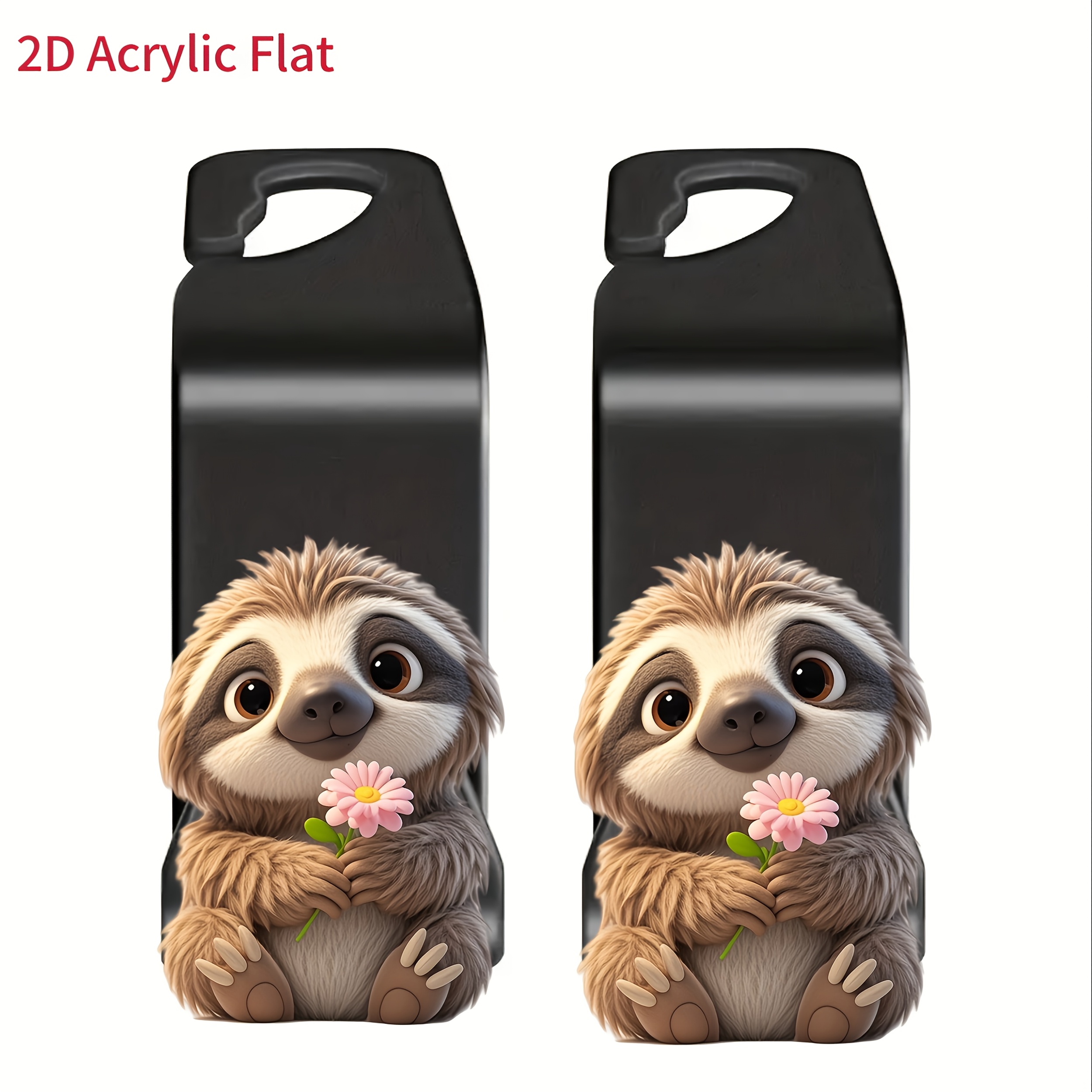 TEMU Sloth - With Floral Decoration, Durable Acrylic Seat Back Hanger, Non-slip Grip Design, Suitable For Rear Seats, Doors, And Pets- Fits All Car