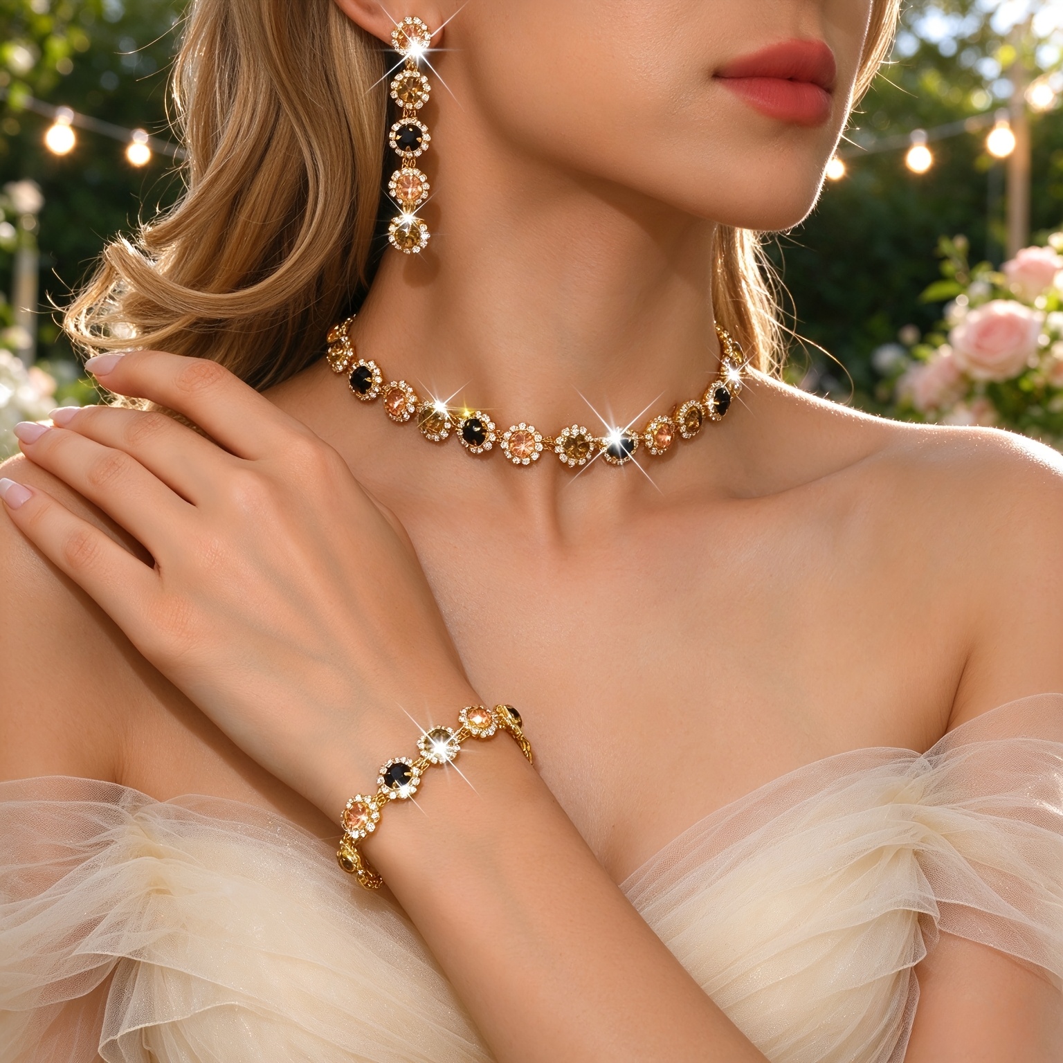 Women's Retro Luxurious Color-Block Jewelry Set