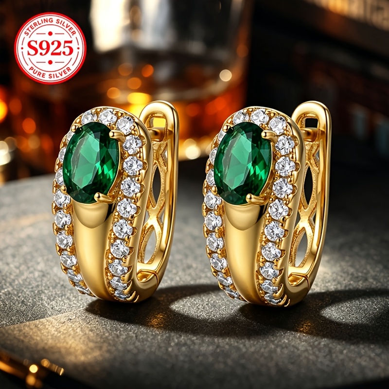 Image of 925 Sterling ' Classic Fashion Hoop Earrings, Easy And Elegant. Set With Polished Cubic Zirconia. Exquisite Ladies' Earrings Are Perfect For Daily Wear And Make An Ideal Holiday Gift For Or A Friend