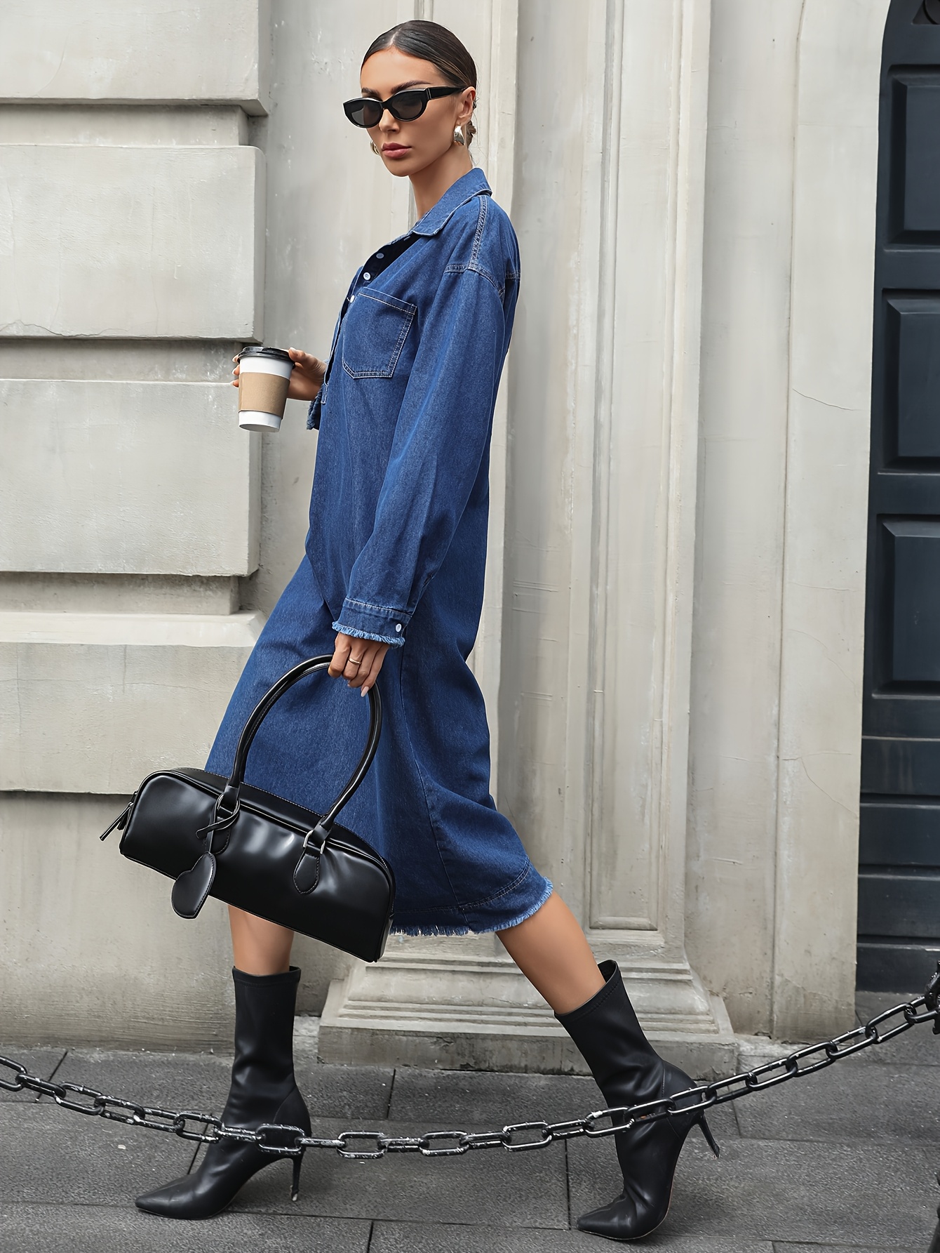 plus size loose fit denim dress women long length spring - Temu Slovakia