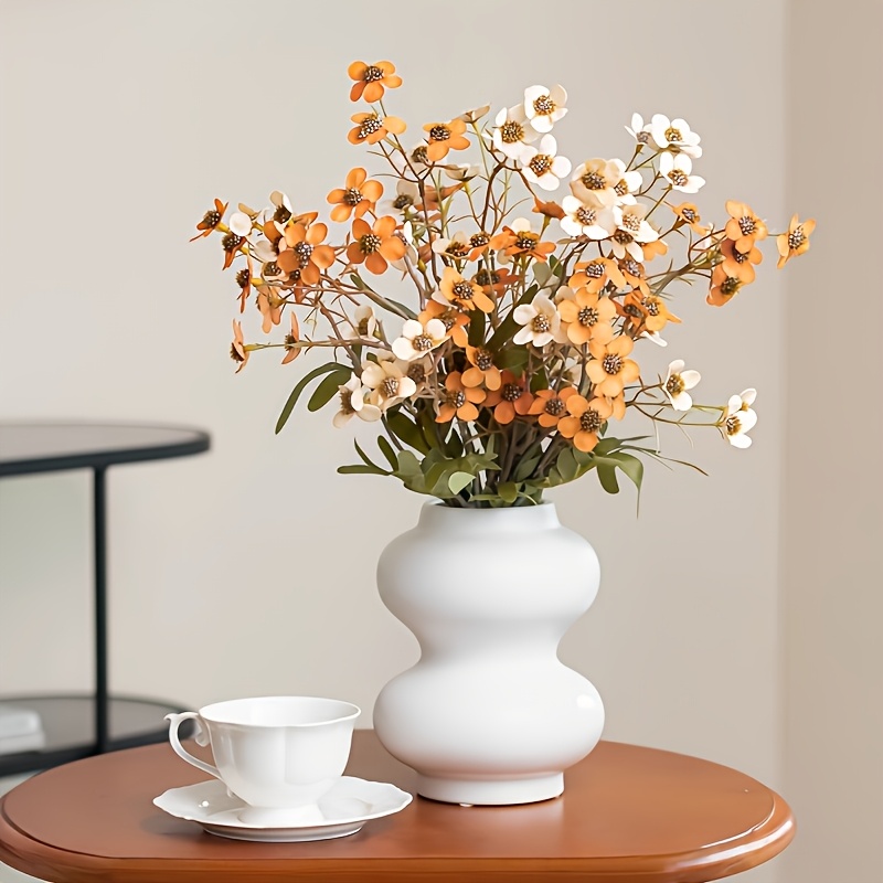TEMU 5 pezzi di fiori artificiali da 22,83 pollici/58 cm - Tonalit� autunnali e foglie , plastica resistente, per la decorazione e giardino, adatti