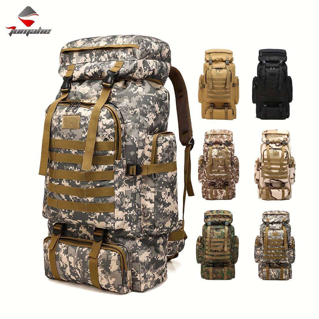

Tactical Backpack Polyester, Camouflage Large Capacity Sports & Outdoor, Hiking, Mountaineering, Travel Bag With Adjustable Shoulder Straps
