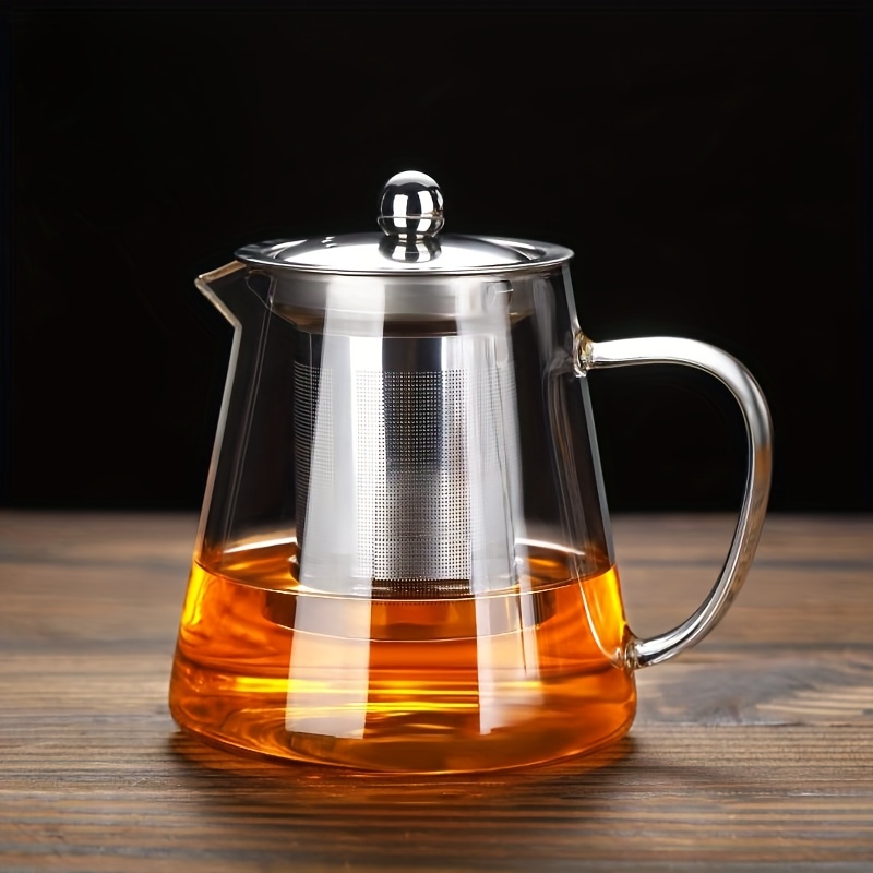 E-shop 1-tlg. transparenter Teekannen-Set aus hochwertigem Borosilikatglas, 950 ml Haushalts-Blütentee-kleiner Wasserkocher, hochtemperaturbeständige,