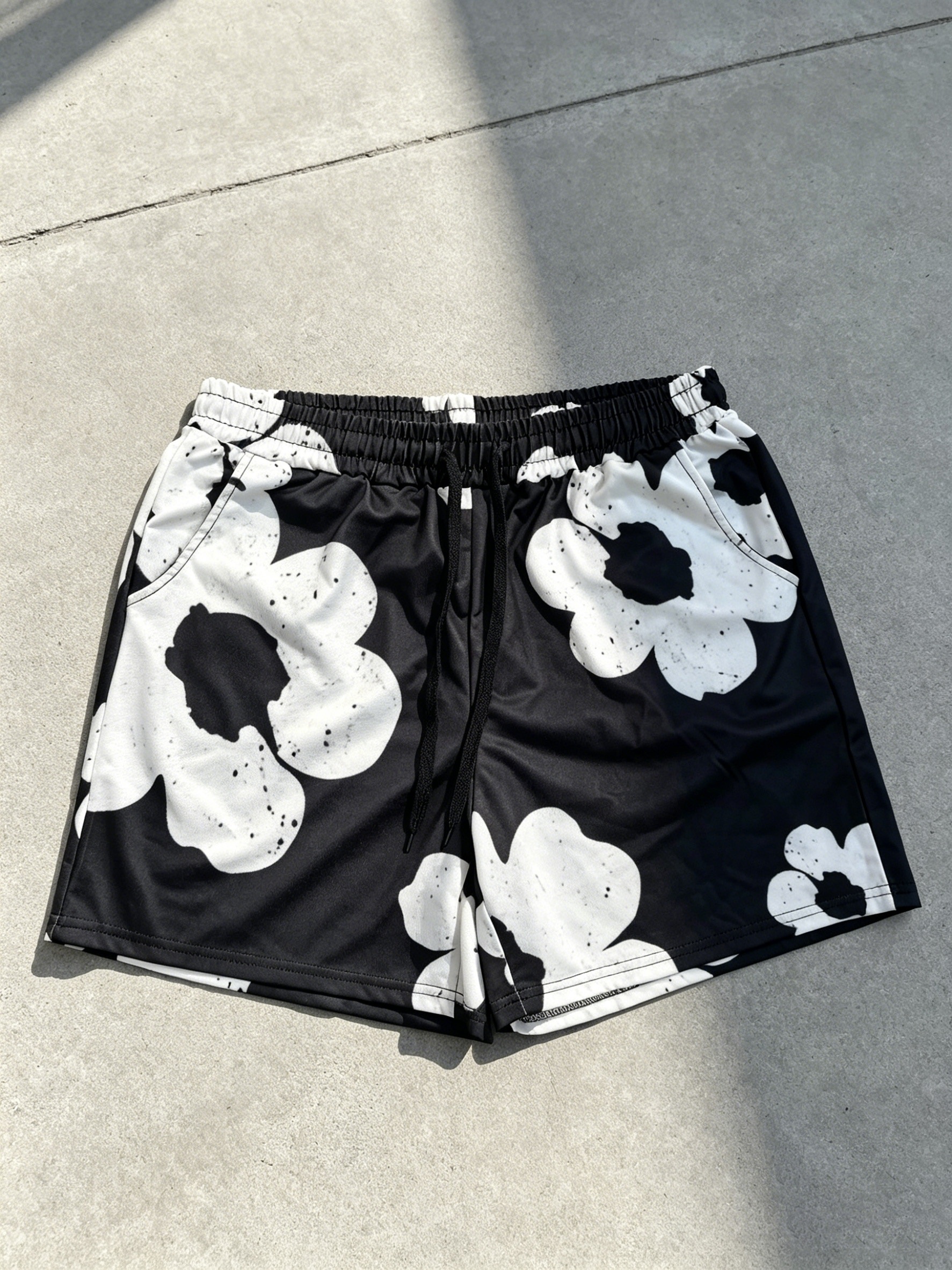 mens summer black white floral print shorts - Temu Switzerland