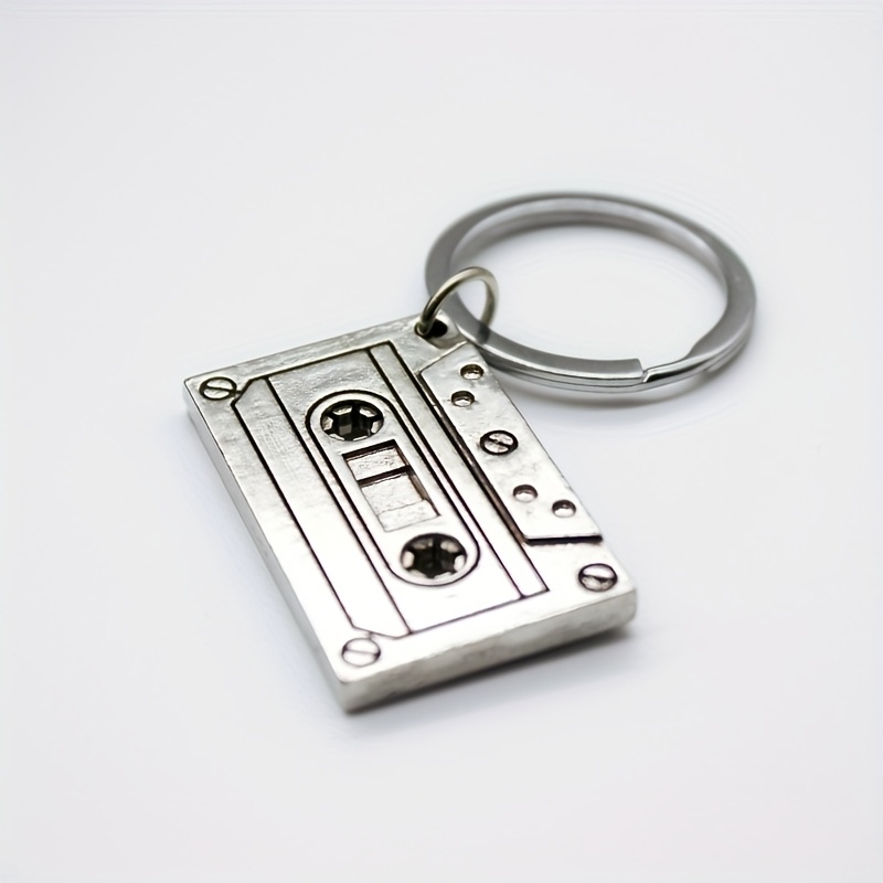 Image of A Chinese Trendy Retro Alloy Cassette Keychain Pendant, An Ideal Gift For Music Lovers