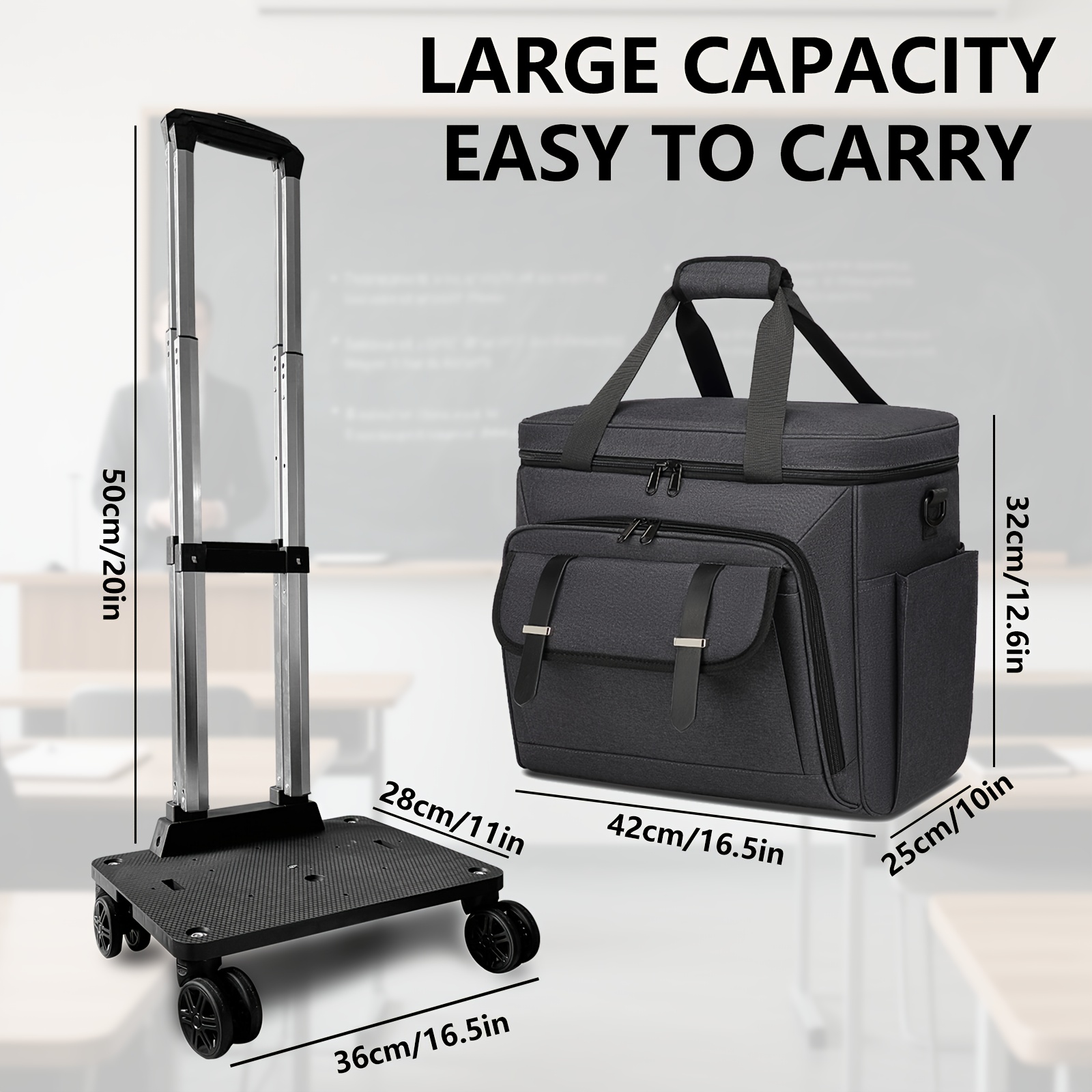 Luxja Sac à Roulettes De Professeur Avec Compartiment Pour Ordinateur Portable Et Chariot Amovible L 662534