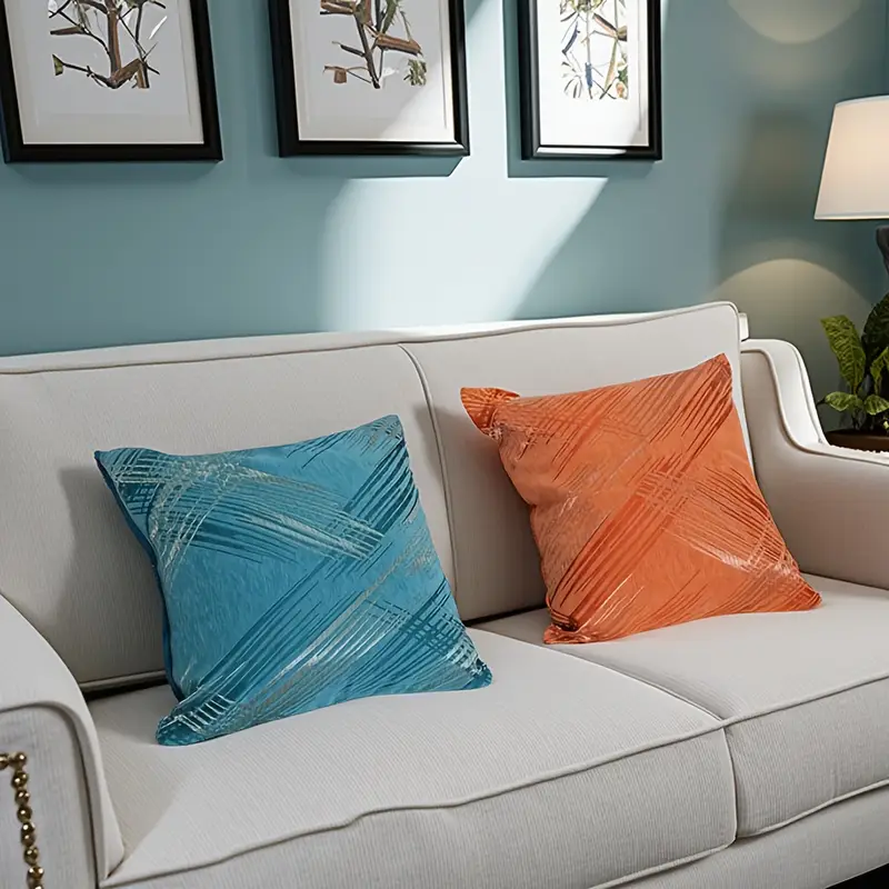 set of 2 line pattern chenille yarn double sided throw pillowcase soft and comfortable square throw pillow cover cushion cover holiday gifts decorative for sofa bed 18 x 18 weight 0 95 Product details 0