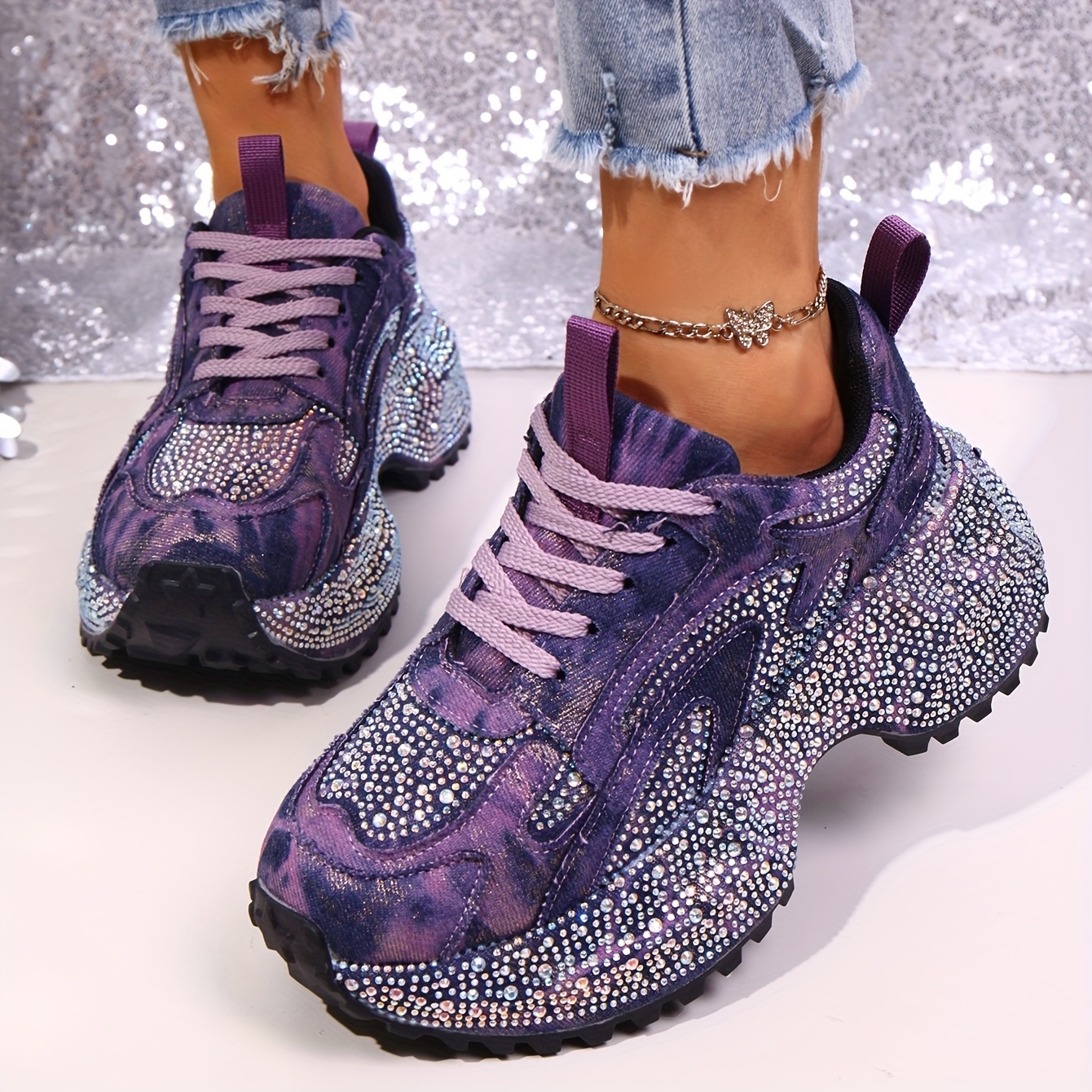 purple shoes sneakers sold on Temu United States
