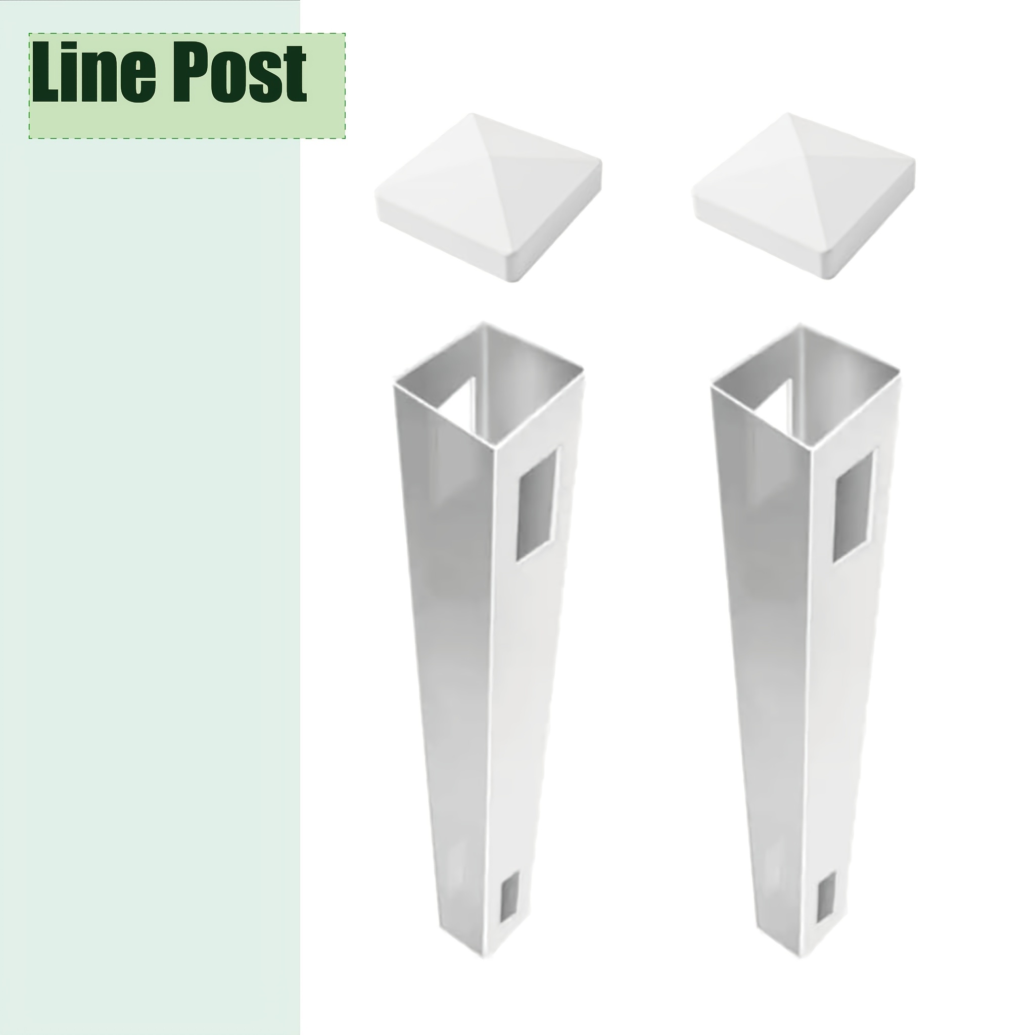 

2pcs White Vinyl Line Posts With Routed Holes & Caps, 5x5x95 Inches For Vinyl Fence Project, Pre-cut For Rails, Durable Outdoor Fencing System