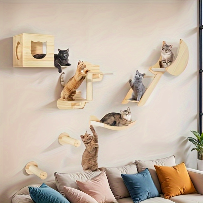 

Phabules Customizable Cat Wall Decor: Shelves, Walkways, Scratching Post,