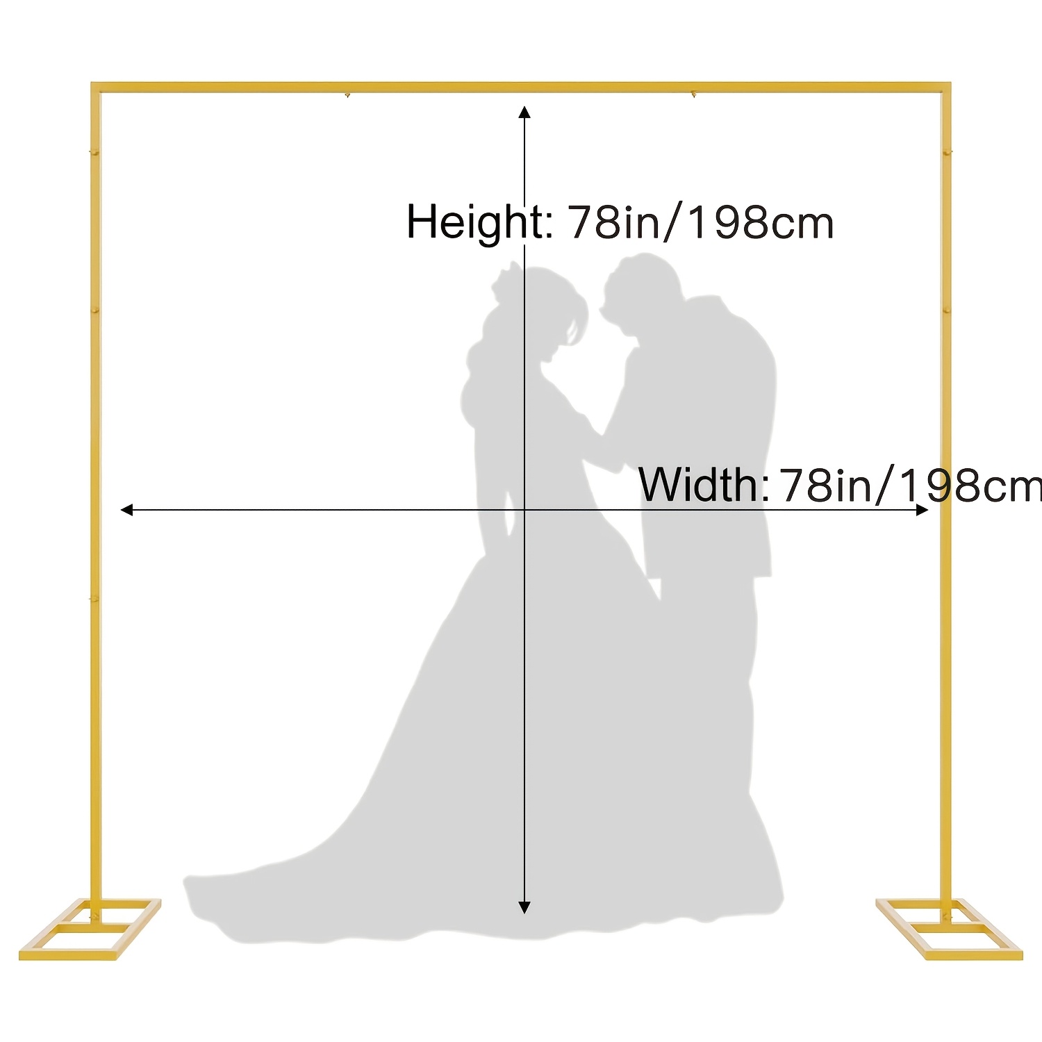 TEMU Support de toile de fond carré pour de mariage de 6,5 pi/8 pi, support d' de ballon en métal doré - Support de toile de fond portable et robuste