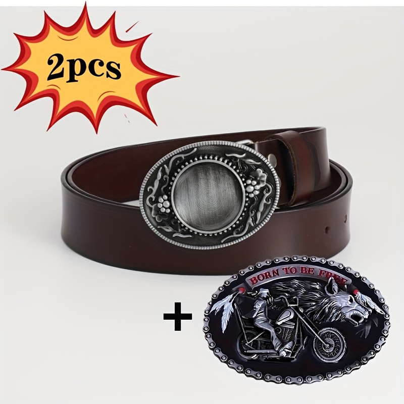 Retro Gothic Leather Belt Set Punk Style Unisex Belts