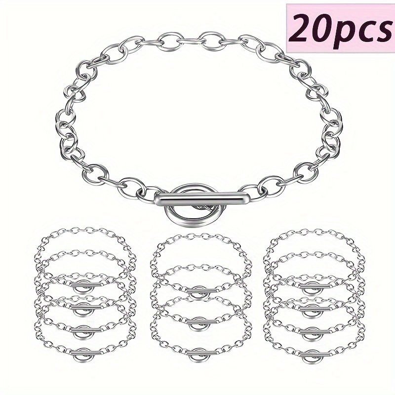 

Ensemble de 20 Bracelets en avec Fermoir OT - Bijoux Faits Main DIY en Argenté, Doré & Or Rose - Cadeau pour Couples, Amis & Meilleurs Amis, Breloques pour Bracelets pour la Création de Bijoux