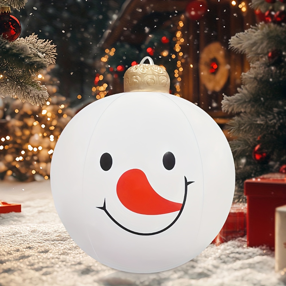 TEMU A Large Inflatable Christmas Ball Featuring A White Snowman, Holiday Parties And Decorations