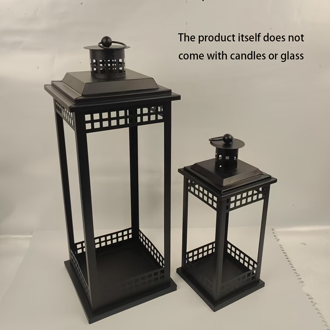 Image of (product Does Not Glass Candle) 2pcs Square Hollow Set Floor Candle Holders. Ideal For Wedding, Church Decor, , Christmas, Halloween, Valentine's Day