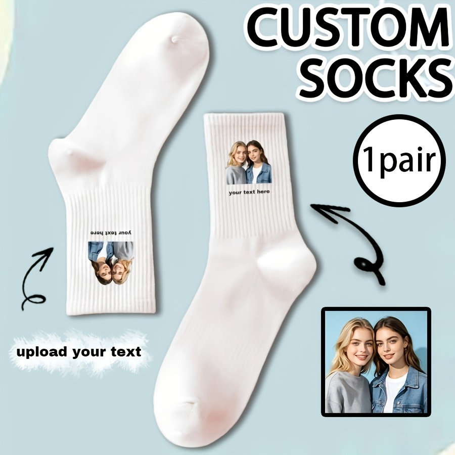 TEMU 1/ Custom Face Socks, Funny Novelty Socks, Unique Customized Gift For , Casual Daily Wear, Photos Of For Custom Portraitsâgreat For Occasions