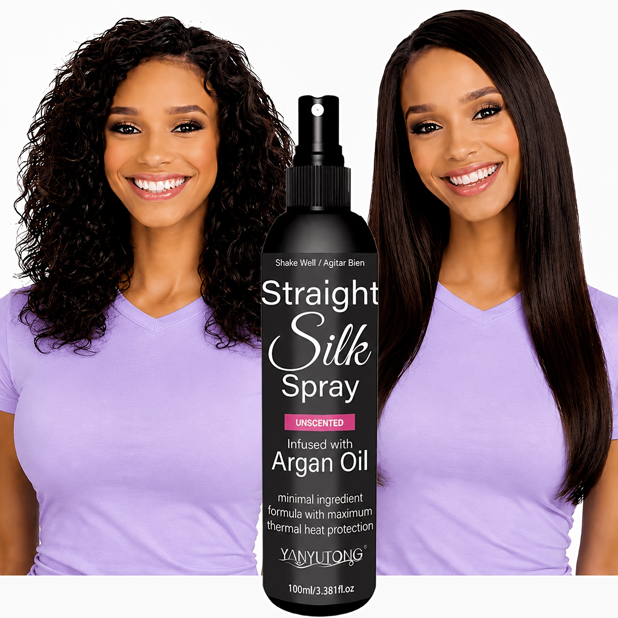 TEMU [hair Straightening Spray] Keratin Straightening Spray, With Argan Oil And Hydrolyzed Keratin, Heat Protection, Anti-damage, Long-lasting ,