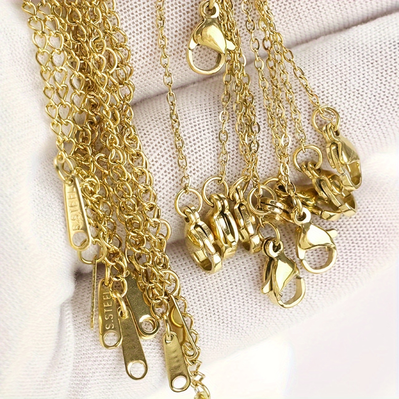 Image of 10pcs Stainless Steel Clavicle Necklace, Fashionable And Versatile, Pendant